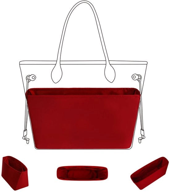 Organizzatore per borse Neverfull PM/MM/GM, organizzatore in borsa in seta, borse e tasche interne di lusso (Rouge Casaque, MM)
