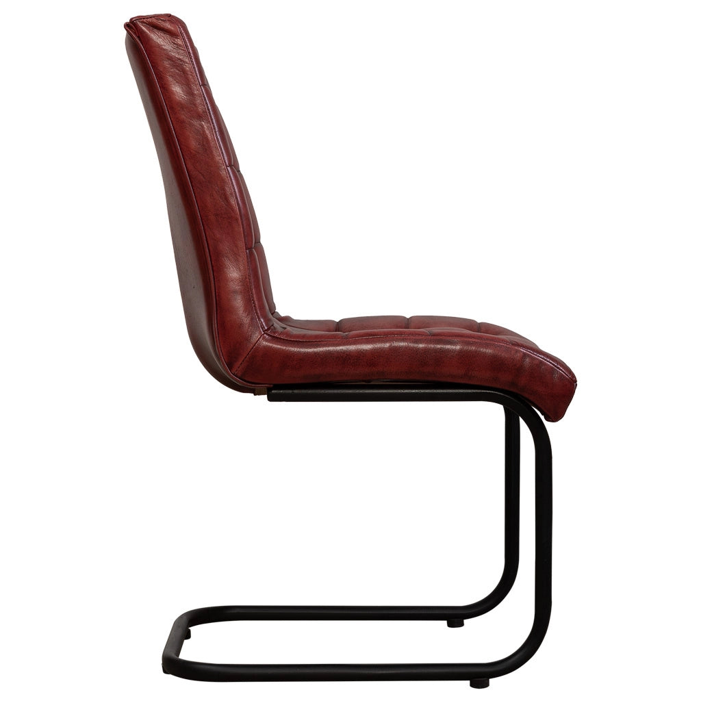 Sedia rivestita in pelle marrone 41x50x94h cm