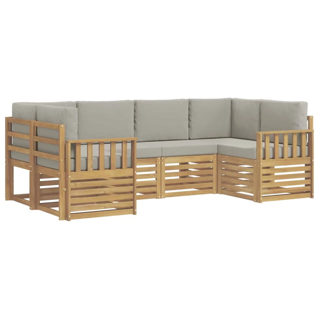 Set di divani da esterno 5 pcs Bianco e Grigio Chiaro