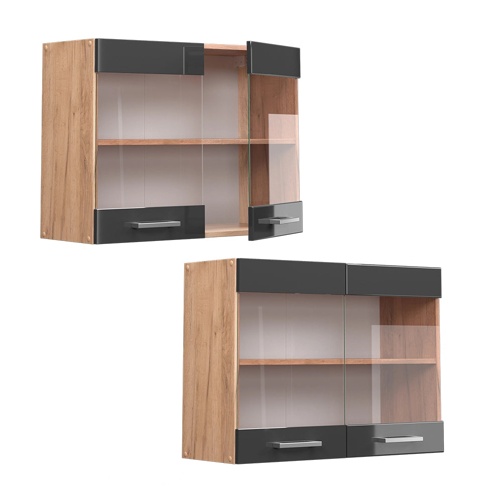 Vicco Mobile da cucina in vetro Antracite lucido 80 cm