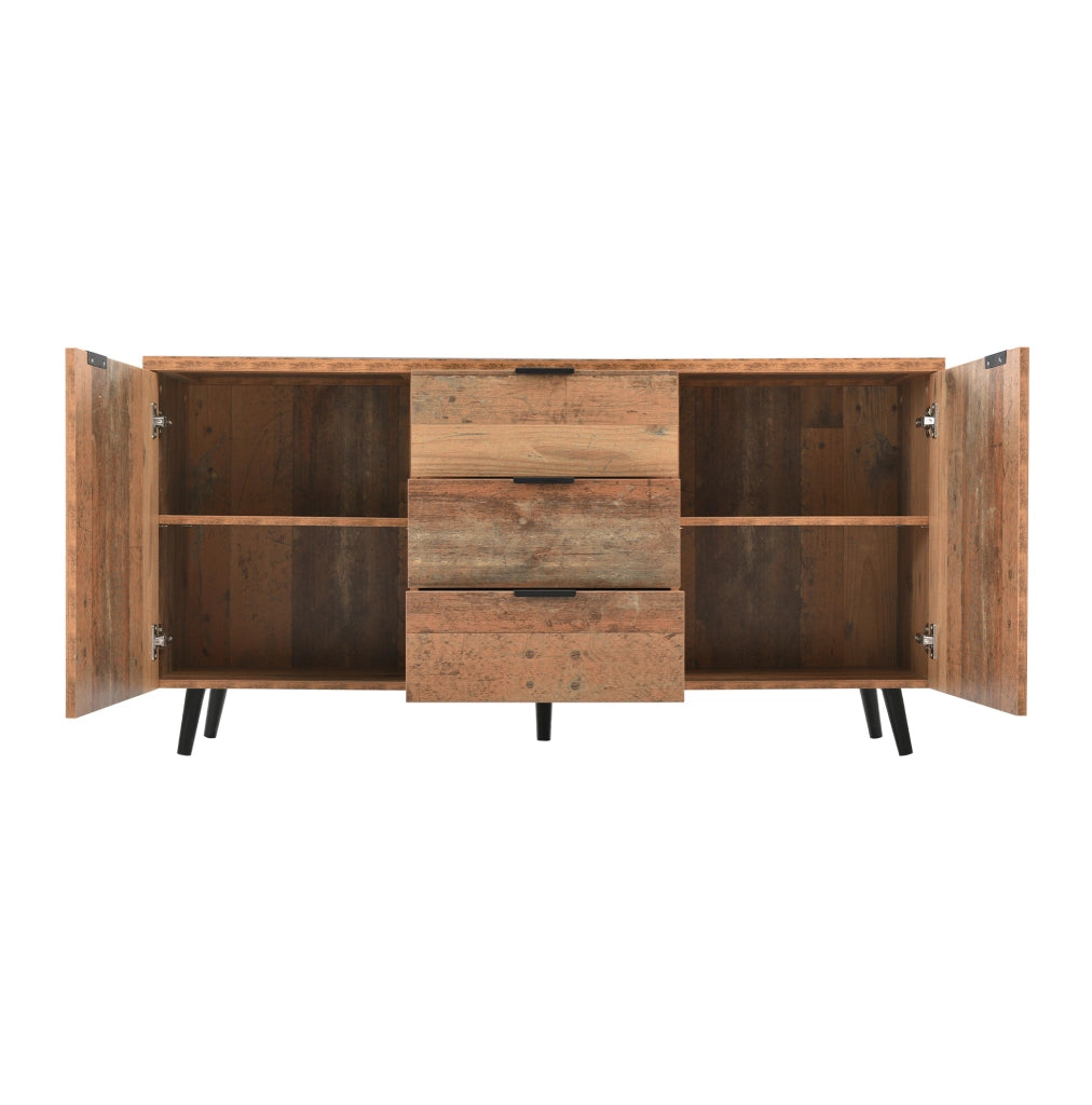 Mobile TV 140x35x70 cm marrone antico in truciolare, 3 cassetti e ripiani