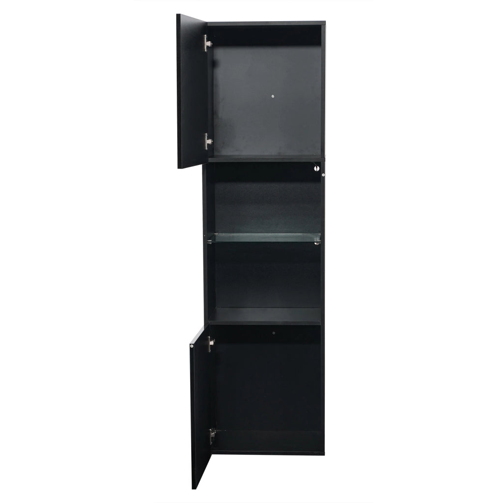Vetrina Nera Lucida con LED e Ripiano in Vetro 45x35x160 cm