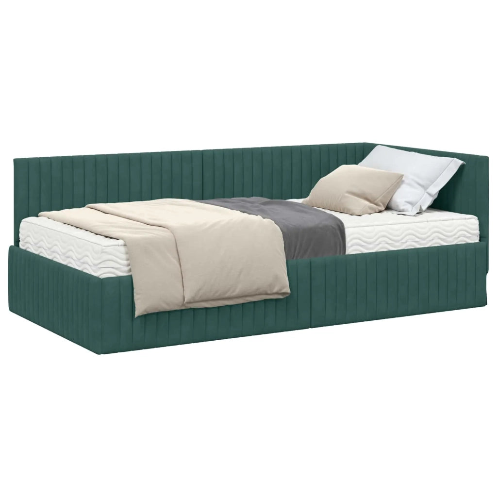 Struttura Letto Angolare con Materasso 2 pcs Verde Velluto 3393830