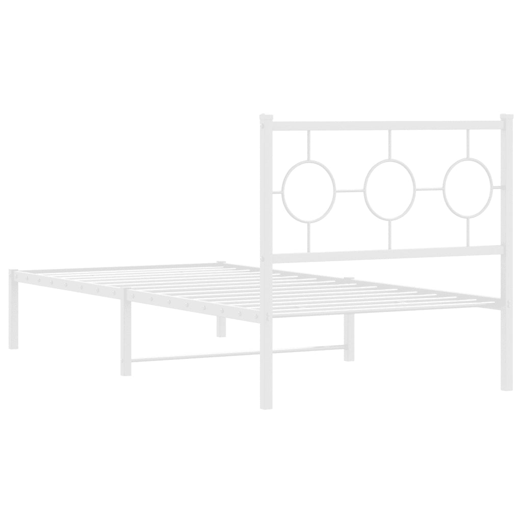 Giroletto con Testiera-Struttura Letto con testiera Metallo Bianco 90x200 cm 320530