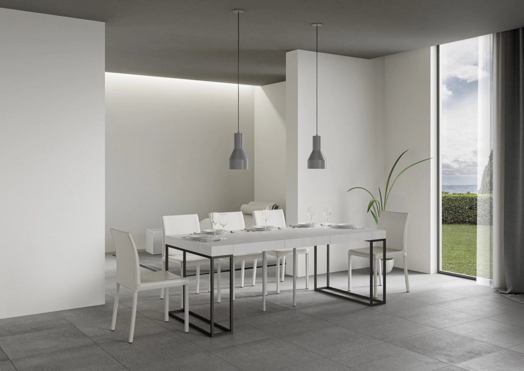 Consolle Allungabile 90-300x40x77 cm in Nobilitato Bianco