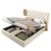 Letti contenitori 180x200 cm; con contenitore idraulico; velluto beige (Senza materasso)