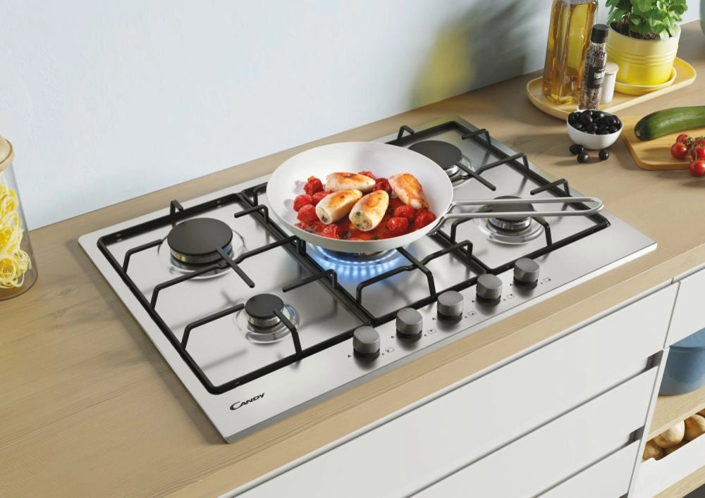 Candy Idea CHW74WX Acciaio inox Da incasso 75 cm Gas 5 Fornello(i)