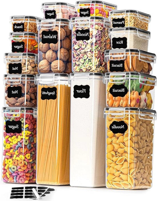 Set di contenitori di conservazione 16 pezzi, impermeabili in plastica, contenitori per il grano, contenitori per il riso.