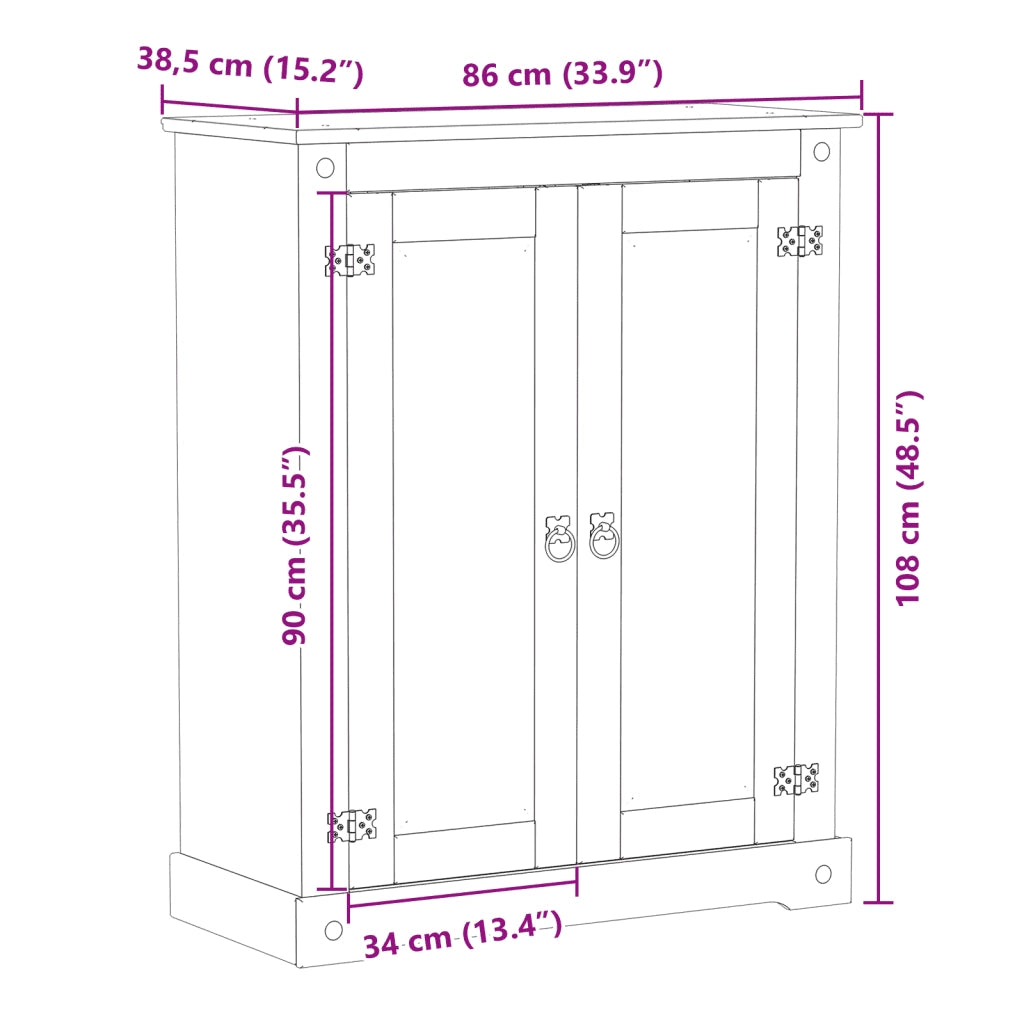 Scarpiera Corona-Scaffale per scarpe 86x38,5x108 cm in Legno Massello di Pino