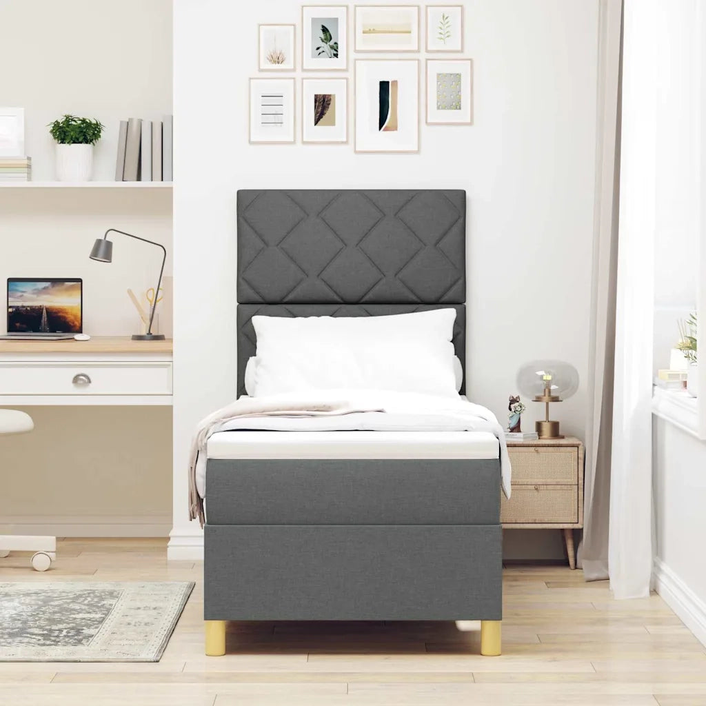 Letto a Sorgente LED Grigio scuro 80 x 200 cm Tessuto