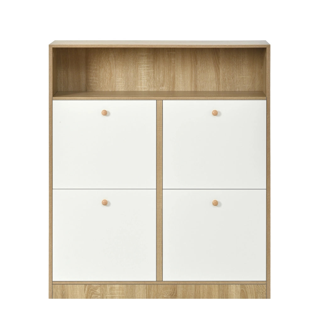 Scarpiera con 4 Ante a Ribalta e Ripiani ¨C Xylo ¨C Legno Bianco, 90x24x104.5 cm