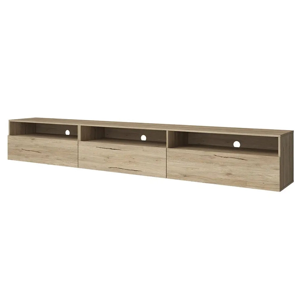 Mobile TV XL RAMOS – 270 cm – Rovere – 3 ante ribaltabili e 3 vani – Da appoggiare o da appendere