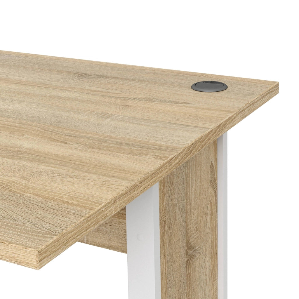 Scrivania Amigos, Scrittoio multiuso, Tavolo per ufficio porta PC, Piano di lavoro, 120x80 h75 cm, Quercia e Bianco