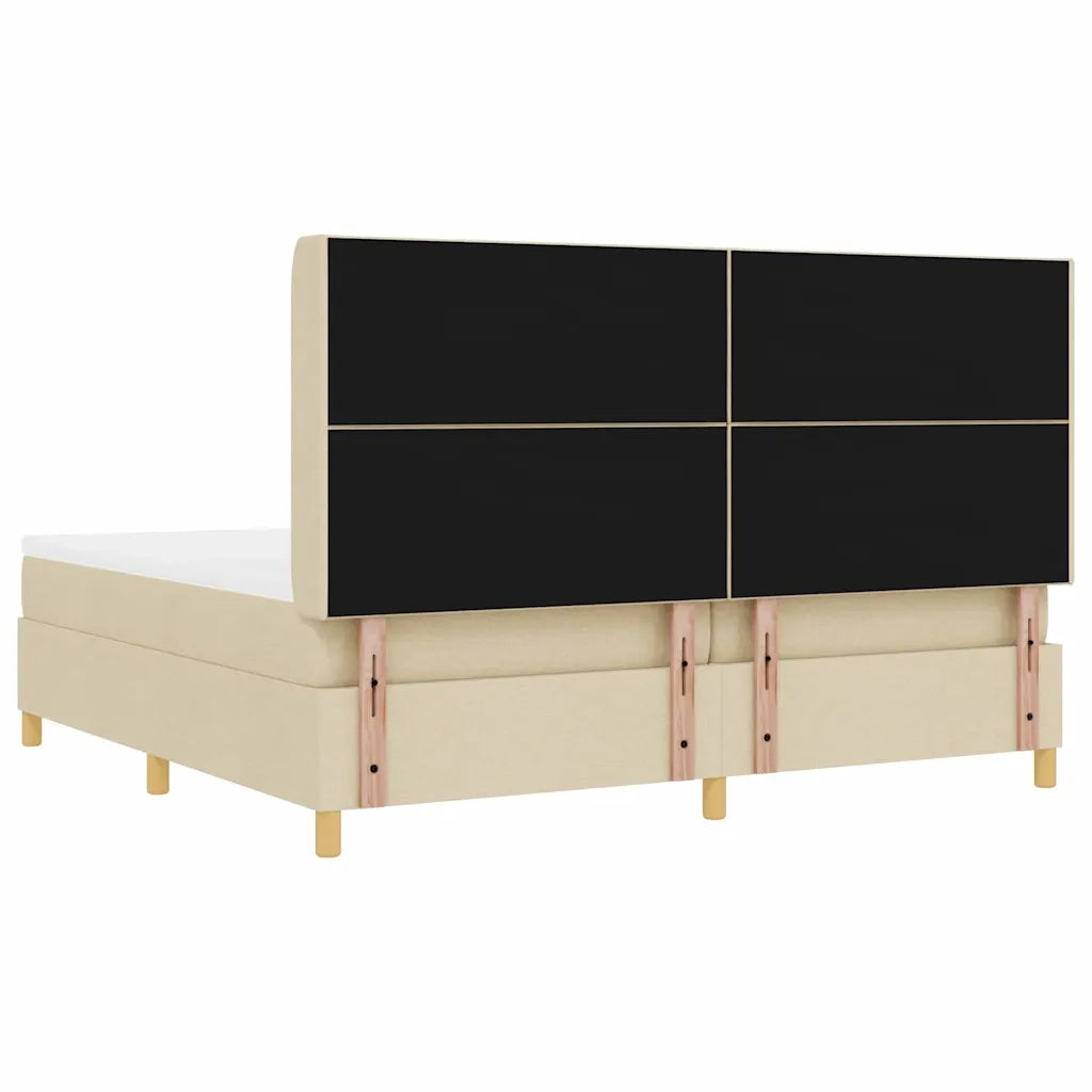 Letto a molle con materasso Crema 200 x 200 cm Tessuto 3341922