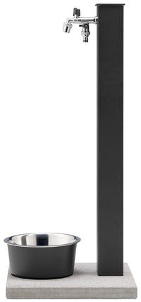 Fontana a Colonna Rubinetto Doppio in Ottone con Base e Vaschetta Abbeveratoio Belfer 42/REX-R Antracite