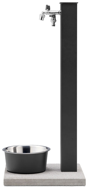 Fontana a Colonna Rubinetto Doppio in Ottone con Base e Vaschetta Abbeveratoio Belfer 42/REX-R Antracite