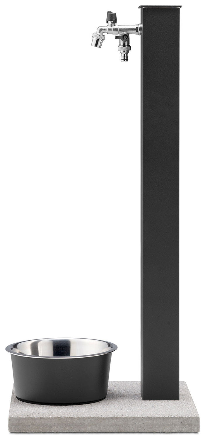Fontana a Colonna Rubinetto Doppio in Ottone con Base e Vaschetta Abbeveratoio Belfer 42/REX-R Antracite