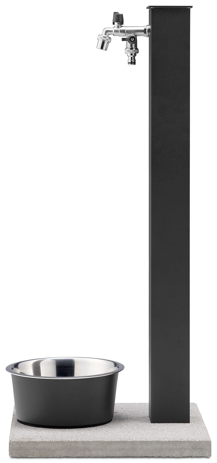 Fontana a Colonna Rubinetto Doppio in Ottone con Base e Vaschetta Abbeveratoio Belfer 42/REX-R Antracite