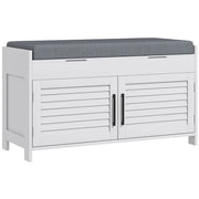 Panca Scarpiera con Vano Contenitore e Ripiani 90x36x50 cm in MDF e Simil Lino Grigio