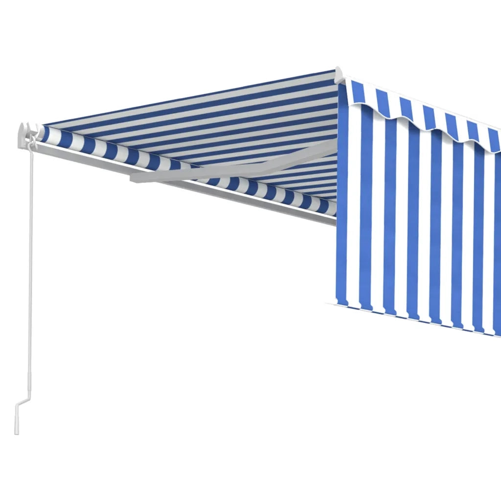 Tenda da Sole Retrattile Manuale e Parasole 4,5x3m Blu e Bianca cod mxl 43777