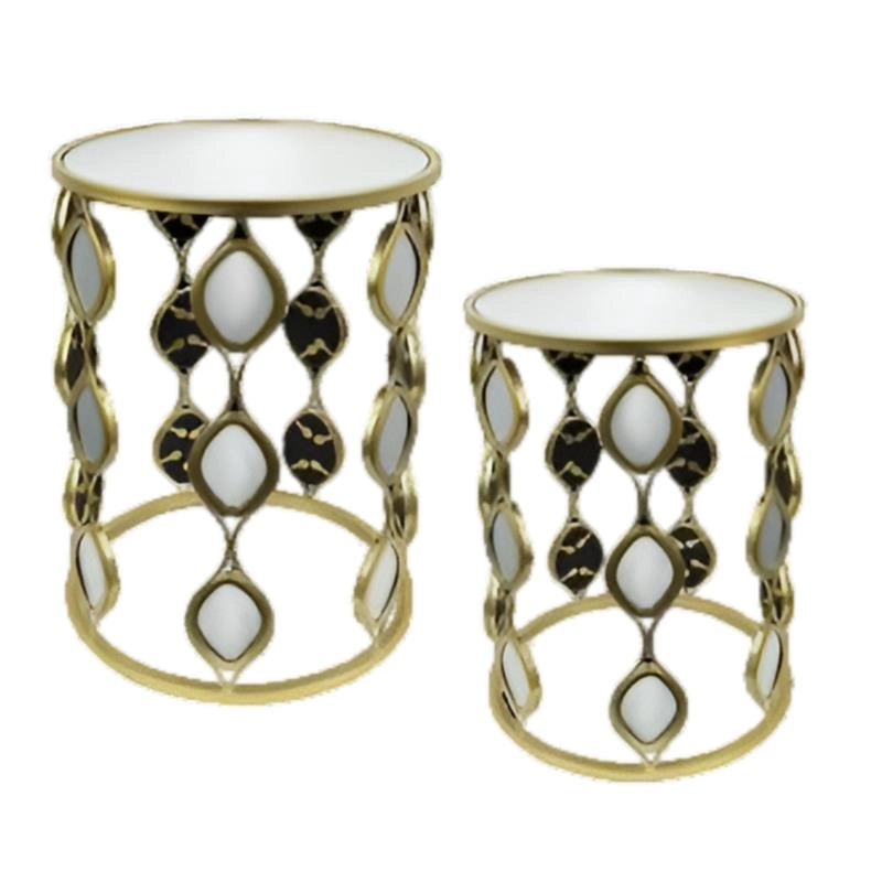 2 TAVOLINI METALLO COLOR ORO MISURE 40X55 - 33X48