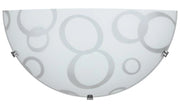 APPLIQUE DARIA 1XE27 GANCI CROMO VETRO LASTRA BIANCO DECORATO CERCHI Ø30-H.15-P.10 CM