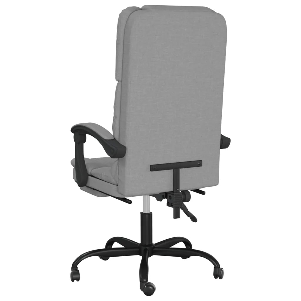 Sedia da Ufficio | Sedia da Gaming Massaggio Reclinabile Grigio chiaro in Tessuto