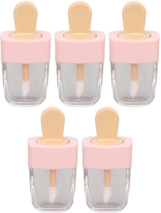 Bottigliette per gloss labiale 5 pezzi - Forma congelato - Bocchette leggere - Cappucci in plastica - 5 ml - Ideali per la creazione di labbra fatte in casa - Stuzzicadenti per labbra