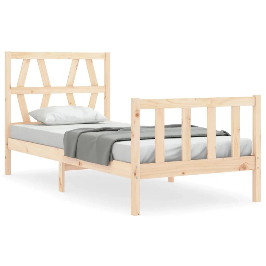 Giroletto con Testiera Single-Struttura Letto in Legno Massello 389542