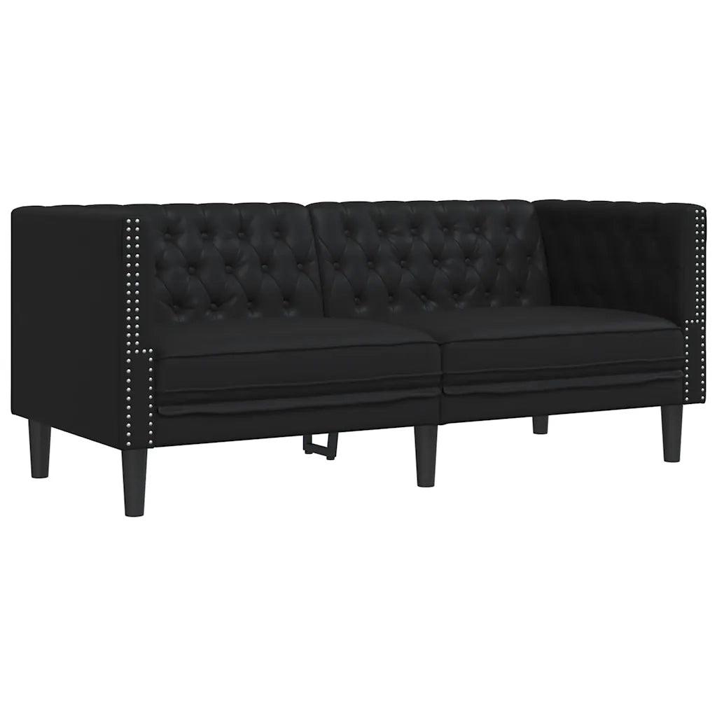 Divano Chesterfield Nero in Similpelle 372659