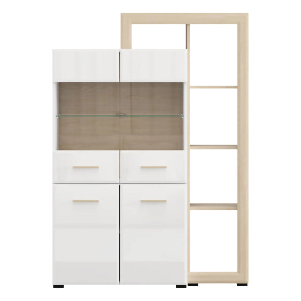 Mobile Espositore Niel, Vetrina 3 Ripiani, 113x35x157h cm Marrone Rovere