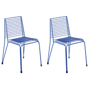 Set di 2 sedie da giardino con telaio in acciaio blu impilabili da esterno per patio stile moderno