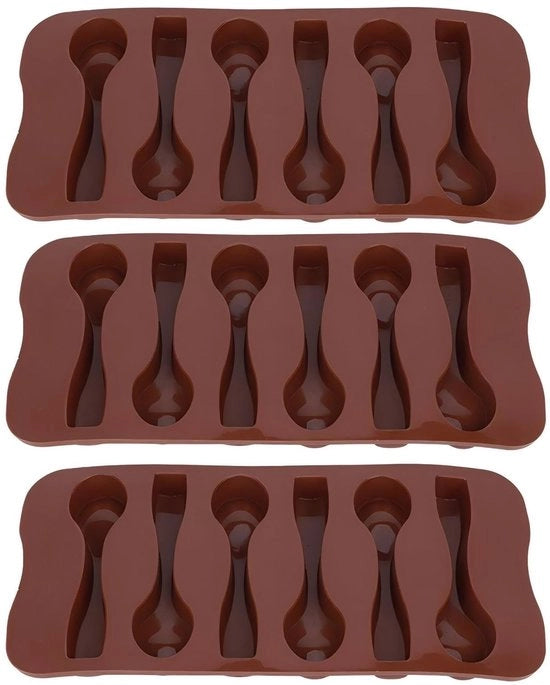 Antiaanbaklaag a forma di cioccolato - Lepelvorm - Herbruikbaar - Siliconen - 3 Stuks - Temperatuurbereik -40℃ a 230℃ - Bakvorm