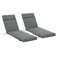 Set di 2 Materassi per Chaise Longue e Lettino Prendisole con Cinghie di Fissaggio per Giardino, 196L x 55P cm, Grigio scuro