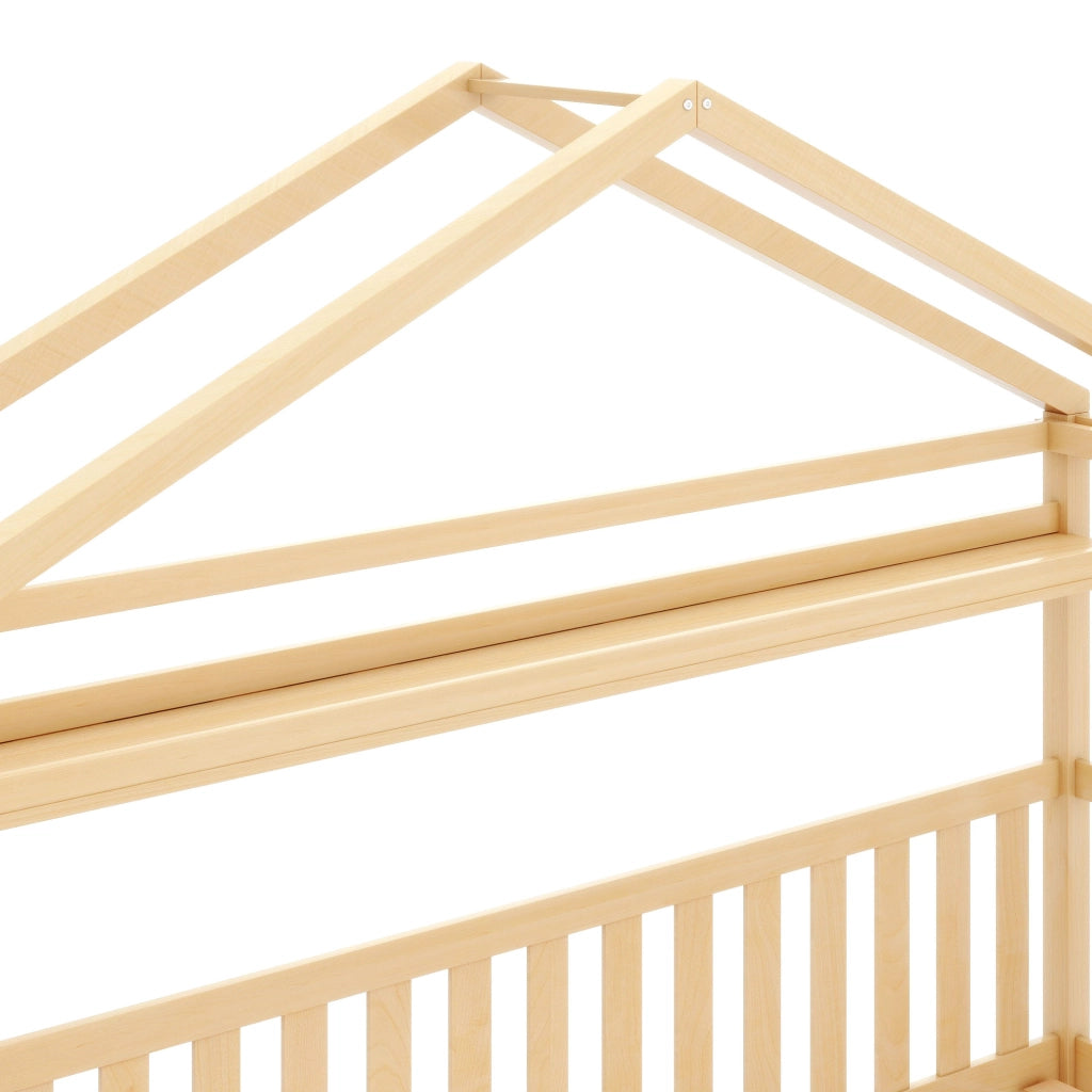 Letto a casetta per bambini 90x200 cm con cassetti; legno; colore naturale (Senza materasso)