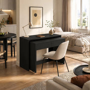 Scrivania pieghevole 2 in 1 con ruote e 2 cassetti, 110×40×78 cm, colore nero
