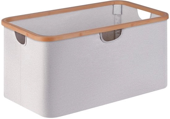 Wasmachine Opvougbile 63L, Wasmachine con maniglie in bambù, Cestino di stoccaggio leggero grigio chiaro per camera da letto, bagno, cucina
