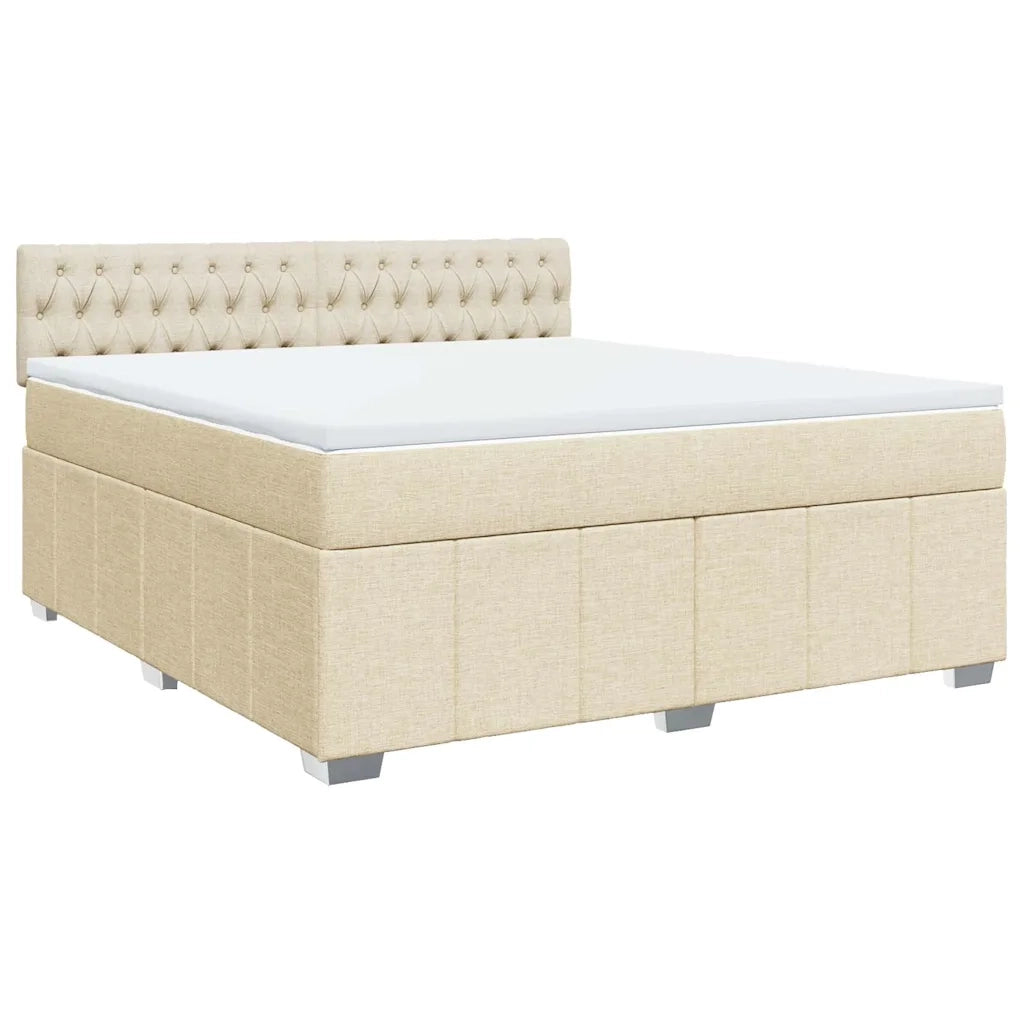 vidaXL Giroletto a Molle con Materasso Crema 180x200 cm in Tessuto