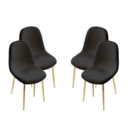 MAURY'S SET 4 SEDIE IMBOTTITE TEDDY IN TESSUTO NERO CON GAMBE ORO 44X48X88 CM