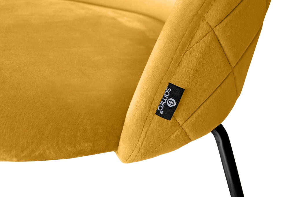 Sgabello cucina imbottito, sgabello alto in velluto giallo senape piede nero – Nicole - SG32NIPN