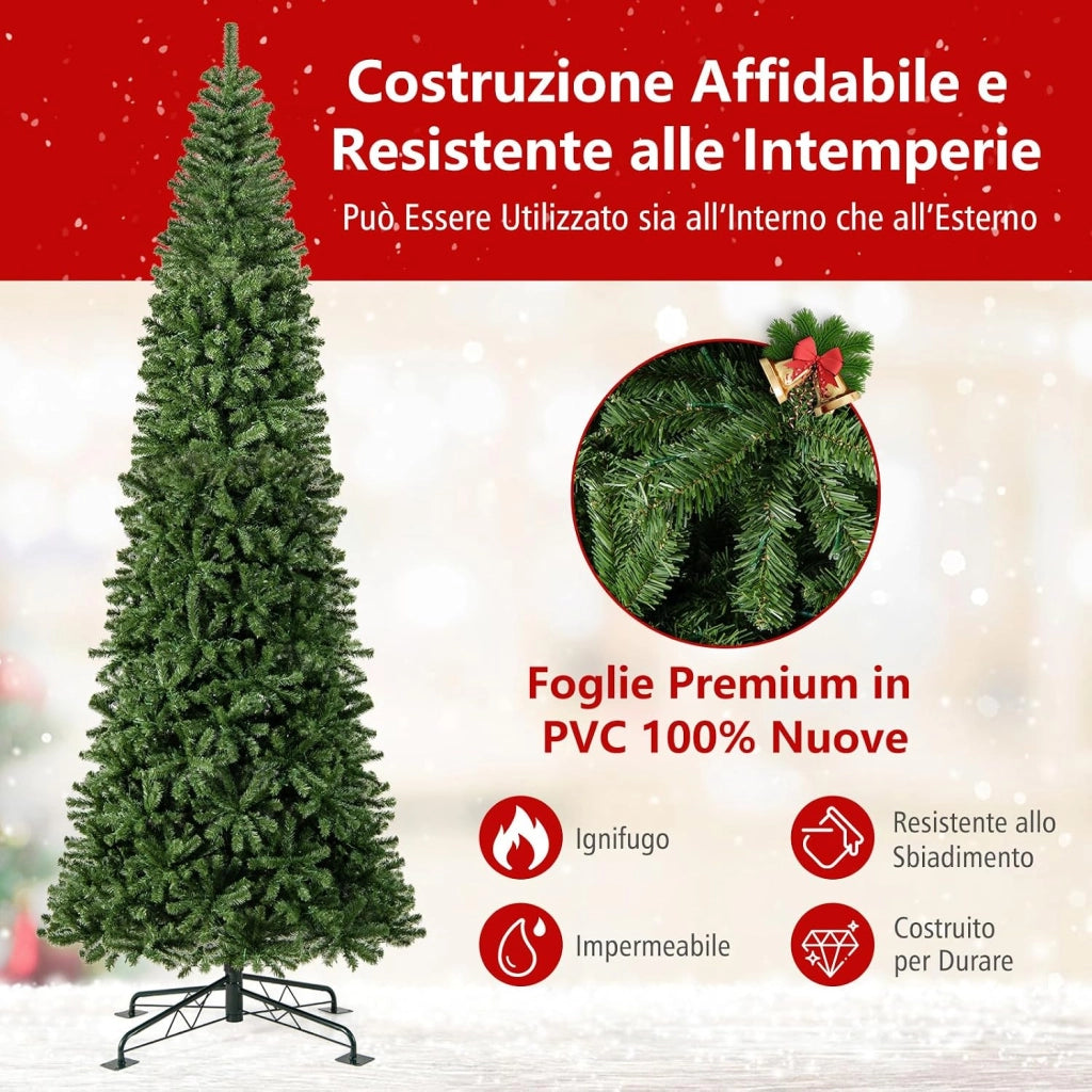Albero di Natale Artificiale Pre-illuminato 360 cm con 2536 Rami in PVC, 1030 Luci LED Bianco Caldo, Albero di Natale da Interno ed Esterno, Connettore di Alimentazione Rapido