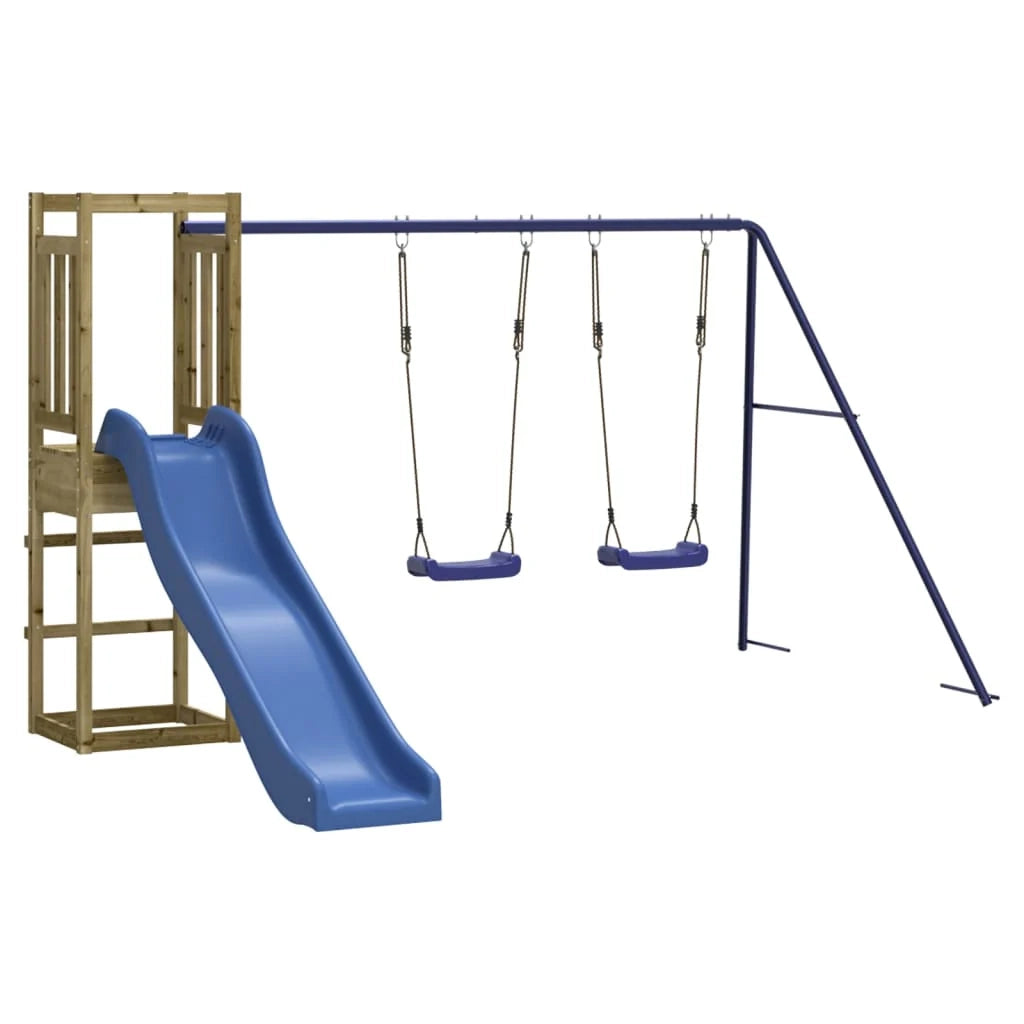 Altalene per parco giochi all'aperto scivolo altalene robuste giochi da giardino 308 x 321 x 169 cm legno di pino impregnato 02_0004736
