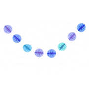 Trade Shop - Festone Azzurro Pois 8 Sfere Sfera 12cmx2m Tondo Nido Ape Ghirlanda Compleanni -