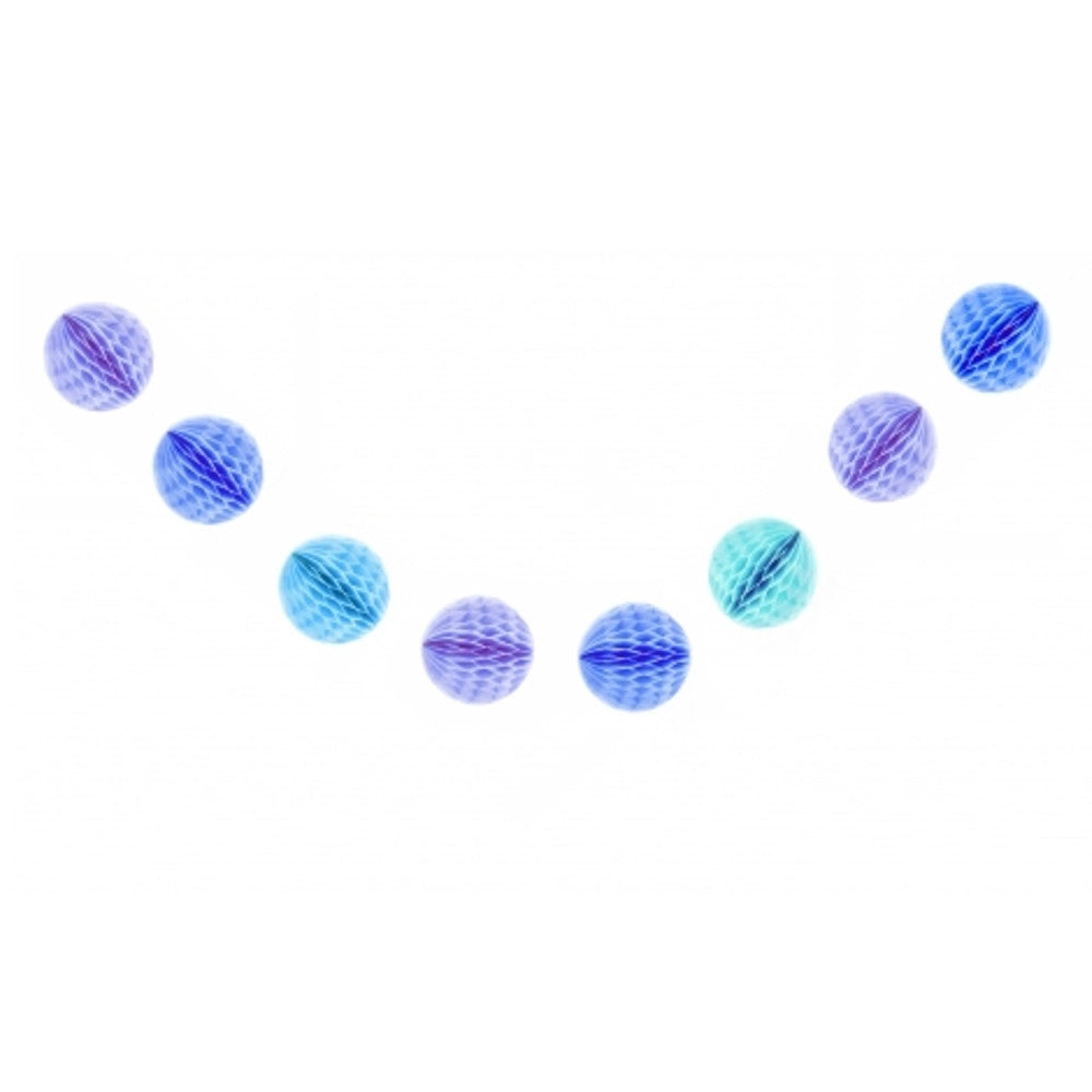 Trade Shop - Festone Azzurro Pois 8 Sfere Sfera 12cmx2m Tondo Nido Ape Ghirlanda Compleanni -