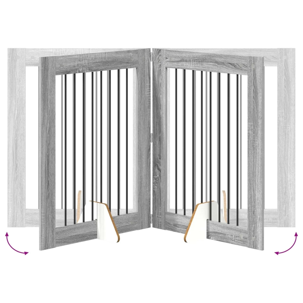 Cancello per cani con supporti 4 pz Grigio Sonoma 80 x 100 cm CFW4554308
