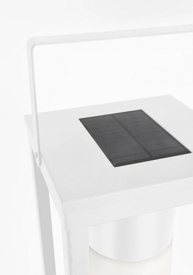Lampada Lanterna Solare 20x20x75h cm con Manico Bianco