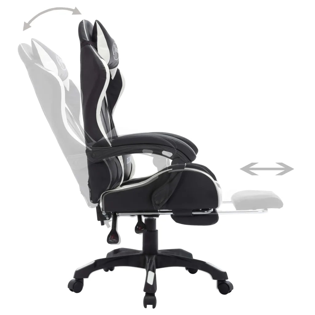 Sedia da Gaming con Luci a LED RGB Bianca e Nera in Similpelle 288011