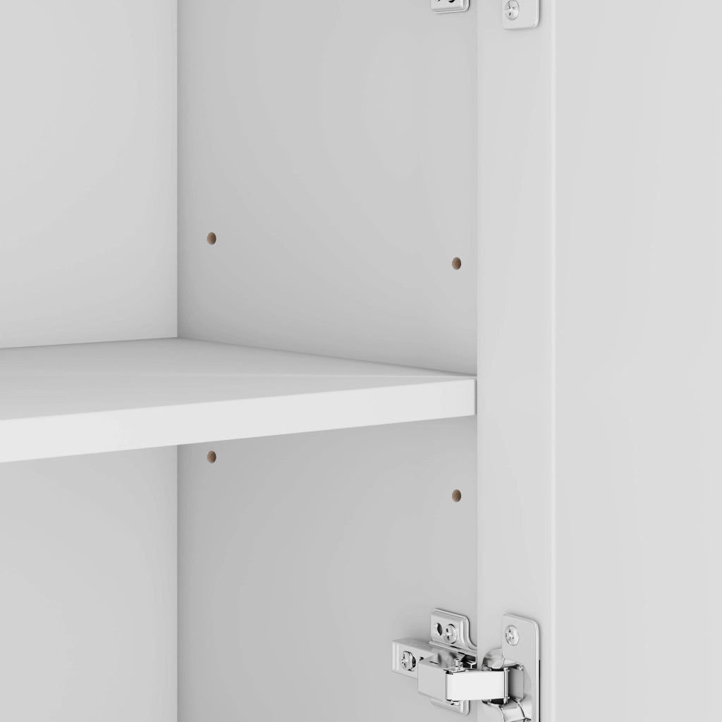 Mobile bagno bianco 56 x 25,6 x 167 cm in MDF laccato con 3 cassetti, vani a giorno e ripiano regolabile