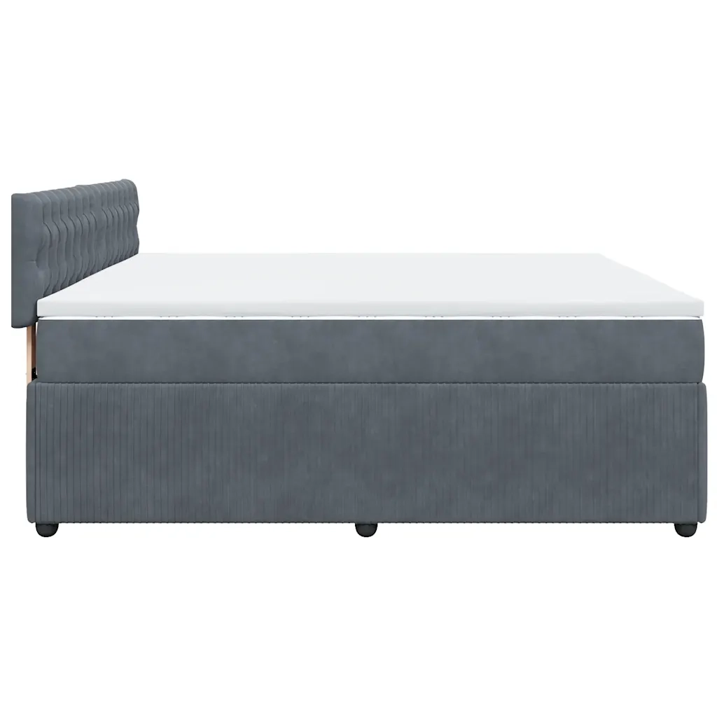 Giroletto a Molle con Materasso Grigio Scuro 180x200 cm Velluto