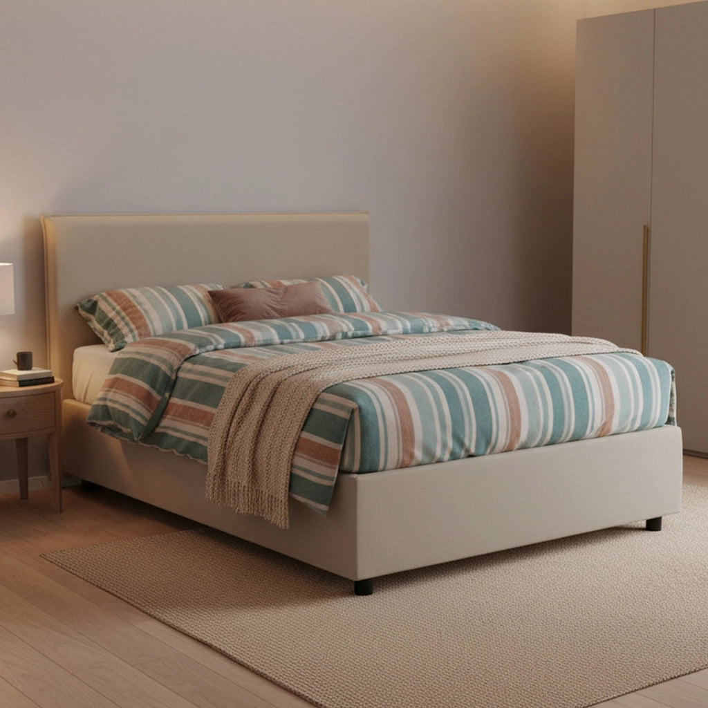 Re, Letto Piazza e Mezza Materasso Incluso Made in Italy, Grigio Tortora